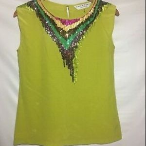 Trina Turk Sleeveless Silk Sequin Top S